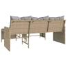 L-Shaped Garden Sofa Set with Cushions - Mix Beige Poly Rattan