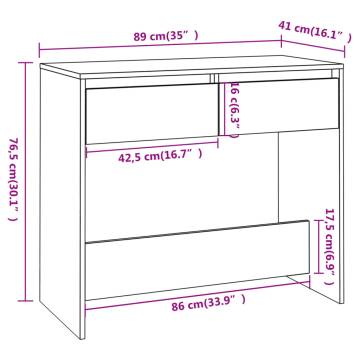 Stylish Brown Oak Console Table - 89x41x76.5 cm