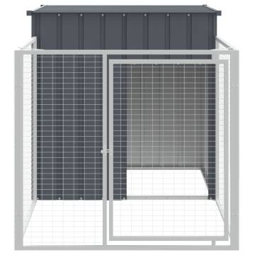 Durable Dog House with Run - Galvanised Steel Anthracite