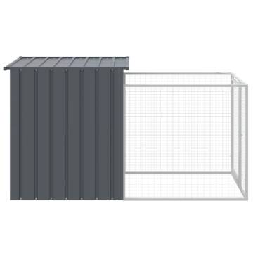 Durable Dog House with Run - Galvanised Steel Anthracite