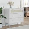 Drawer Cabinet SENJA Rattan Look White 80x40x80 cm Solid Wood Pine Colour white Quantity in Package 1 