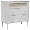 Drawer Cabinet SENJA Rattan Look - Elegant White 80x40x80 cm