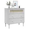 Drawer Cabinet SENJA Rattan Look - Elegant White 80x40x80 cm