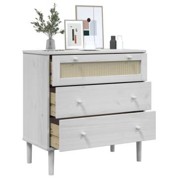 Drawer Cabinet SENJA Rattan Look - Elegant White 80x40x80 cm