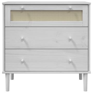 Drawer Cabinet SENJA Rattan Look - Elegant White 80x40x80 cm