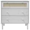 Drawer Cabinet SENJA Rattan Look - Elegant White 80x40x80 cm