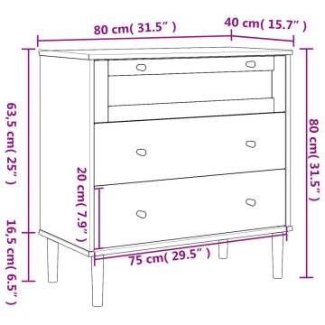 Drawer Cabinet SENJA Rattan Look - Elegant White 80x40x80 cm