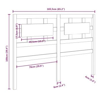 White Solid Wood Pine Bed Headboard - 165.5x4x100 cm