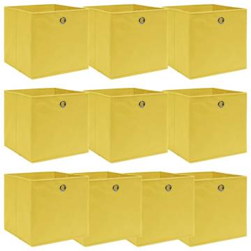 10 pcs Yellow Storage Boxes | Foldable Fabric Storage Solution