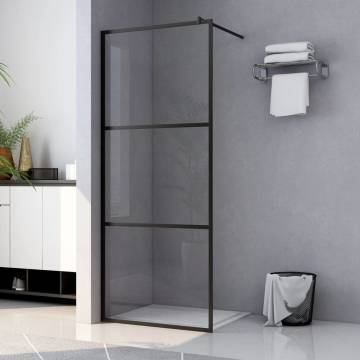 Walk-in Shower Wall with Clear ESG Glass - Black 100x195 cm