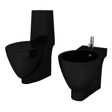 Stylish Black Ceramic Toilet & Bidet Set for Modern Bathrooms