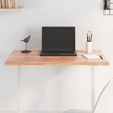 Solid Oak Live Edge Table Top - Light Brown 80x50 cm