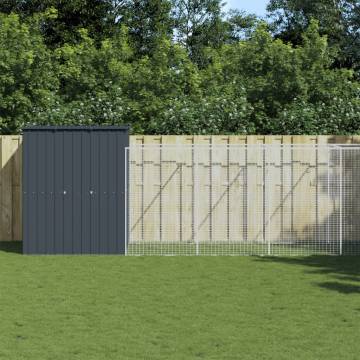 Durable Dog House with Run - Galvanised Steel, Anthracite