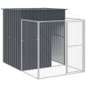 Durable Dog House with Run - Galvanised Steel, Anthracite