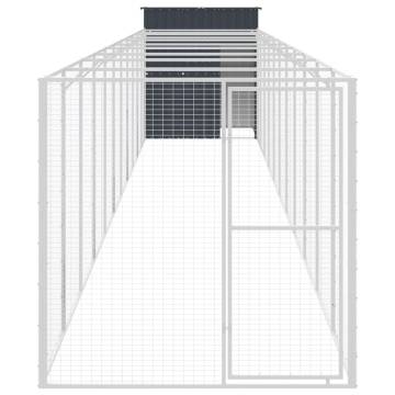 Durable Dog House with Run - Galvanised Steel Anthracite