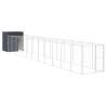 Durable Dog House with Run - Galvanised Steel Anthracite