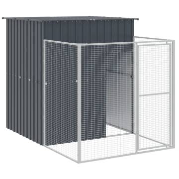 Durable Dog House with Run - Galvanised Steel Anthracite