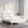 White Double Bed Frame with Headboard - Solid Pine Wood