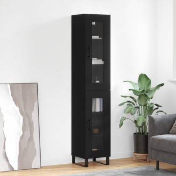 Stylish Highboard Black 34.5x34x180 cm - Hipomarket