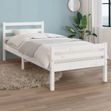 White Solid Wood Bed Frame 90x200 cm - Modern & Sturdy