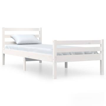 White Solid Wood Bed Frame 90x200 cm - Modern & Sturdy