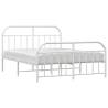 Elegant White Metal Bed Frame with Headboard - 140x190 cm