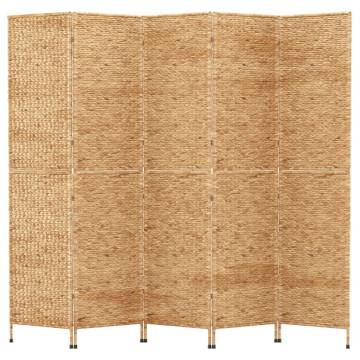 Elegant 5-Panel Water Hyacinth Room Divider | Hipomarket UK