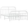 Elegant White Metal Bed Frame with Headboard - 140x190 cm