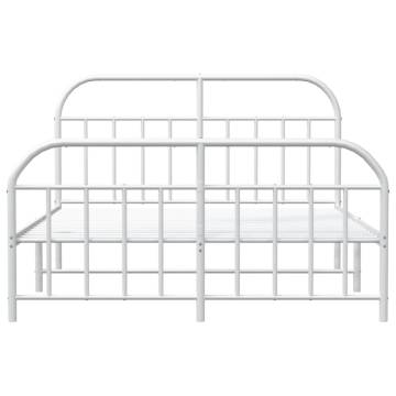 Elegant White Metal Bed Frame with Headboard - 140x190 cm