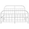 Elegant White Metal Bed Frame with Headboard - 140x190 cm