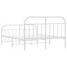 Elegant White Metal Bed Frame with Headboard - 140x190 cm