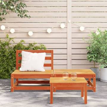 Garden Sofa Armless with Footstool - Wax Brown Pine Wood