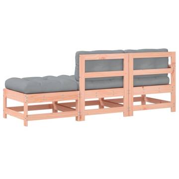 3 Piece Garden Lounge Set with Cushions - Solid Wood Douglas