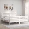 Bed Frame with Headboard White Super King Size Solid Wood Colour white Size 180 x 200 cm 