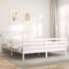 White Super King Size Bed Frame with Headboard | Solid Wood