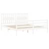 White Super King Size Bed Frame with Headboard | Solid Wood