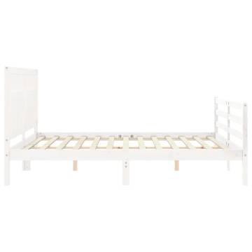 White Super King Size Bed Frame with Headboard | Solid Wood