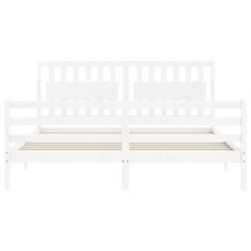 White Super King Size Bed Frame with Headboard | Solid Wood