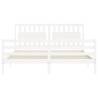 White Super King Size Bed Frame with Headboard | Solid Wood