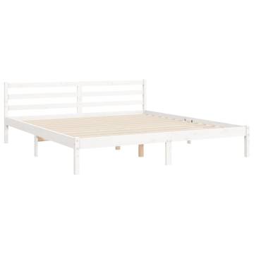 White Super King Size Bed Frame with Headboard | Solid Wood