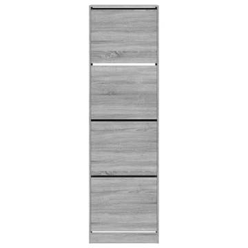 Shoe Cabinet with 4 Flip-Drawers - Grey Sonoma | HipoMarket