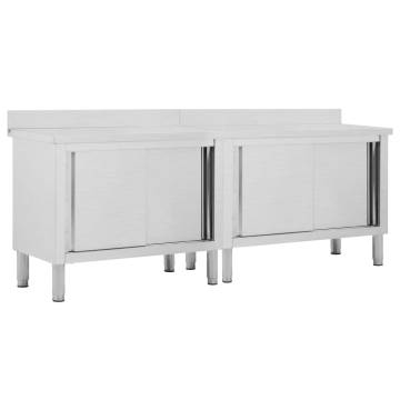 Work Tables with Sliding Doors - Stainless Steel Set | HipoMarket