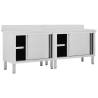 Work Tables with Sliding Doors - Stainless Steel Set | HipoMarket