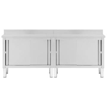 Work Tables with Sliding Doors - Stainless Steel Set | HipoMarket