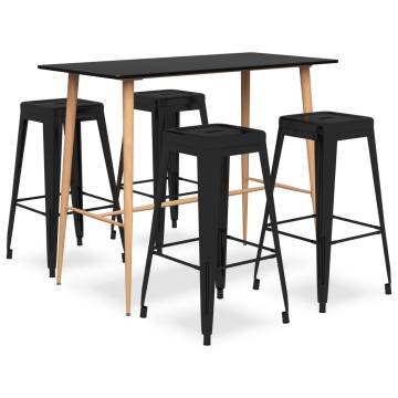 5 Piece Bar Set Black – Modern Design for Homes & Restaurants