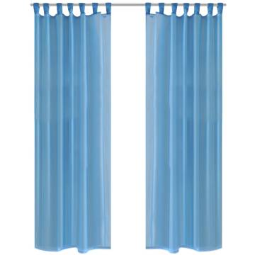 Turquoise Sheer Curtain 140x245 cm - 2 pcs | HipoMarket