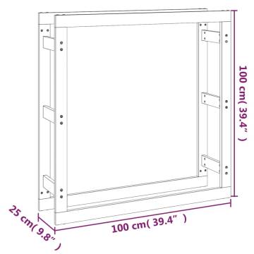 Firewood Rack Grey 100x25x100 cm | Solid Pine Wood Storage