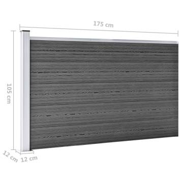 Premium WPC Fence Panel Set - 353x105 cm Black | HipoMarket