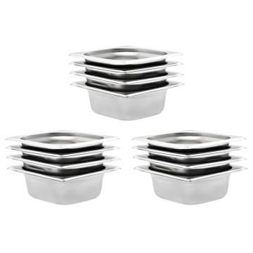 12 pcs GN 1/6 Gastronorm Containers - Stainless Steel