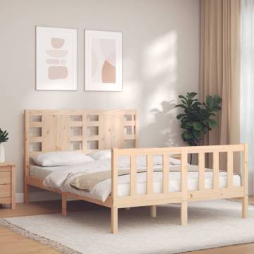 Solid Wood Bed Frame with Headboard - Small Double